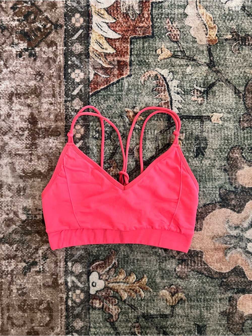 Fabletics Neon Pink Strappy Sports Bra
